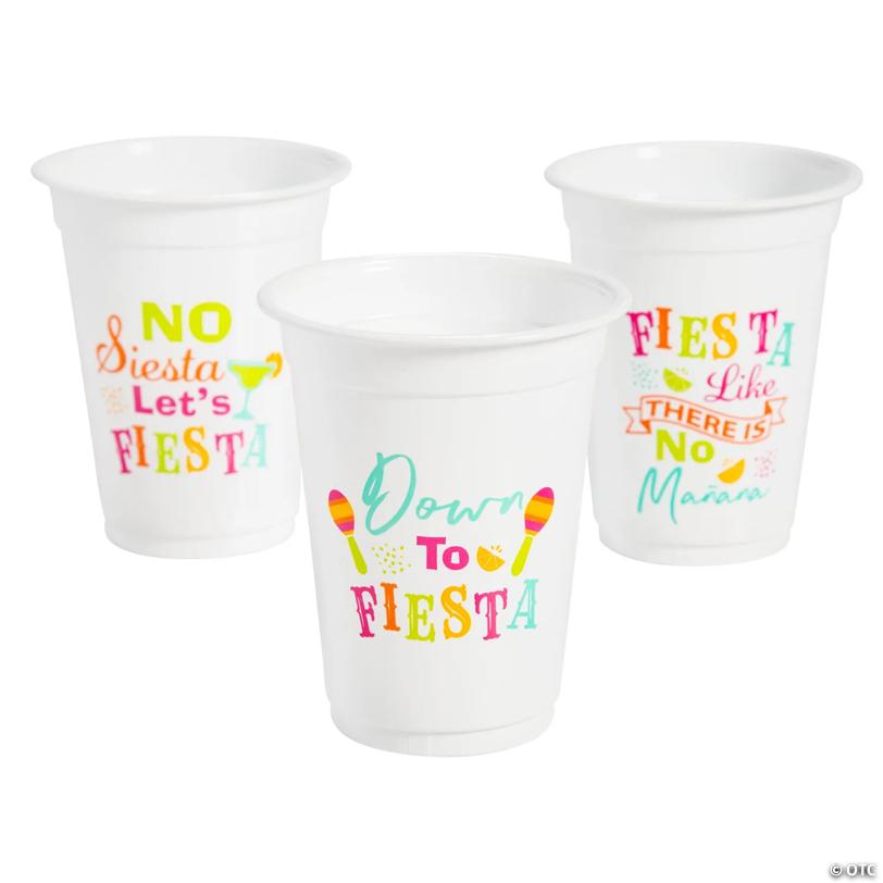 16 oz. Bulk 50 Ct. Fiesta Sayings Disposable Plastic Cups