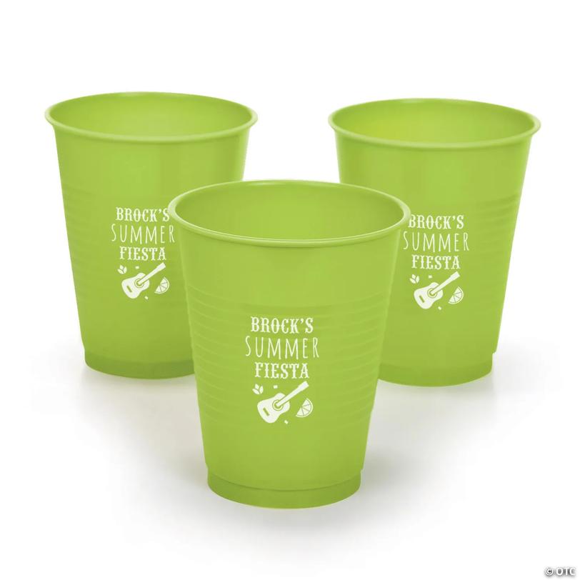 16 oz. Lime Green Personalized Fiesta Guitar Disposable Plastic Cups - 40 Ct.