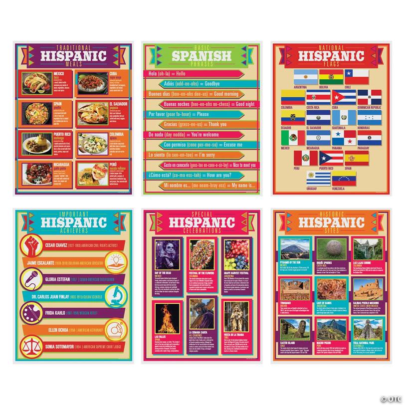 17" x 22" Hispanic Heritage Informational Cardstock Posters - 6 Pc.