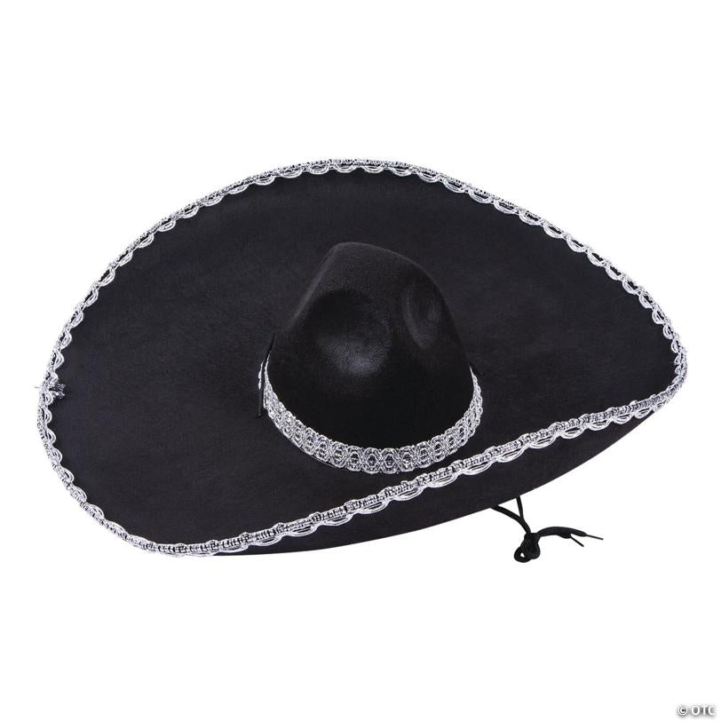 24" circ. Adult Black Felt Mariachi Sombreros – 6 Pc.