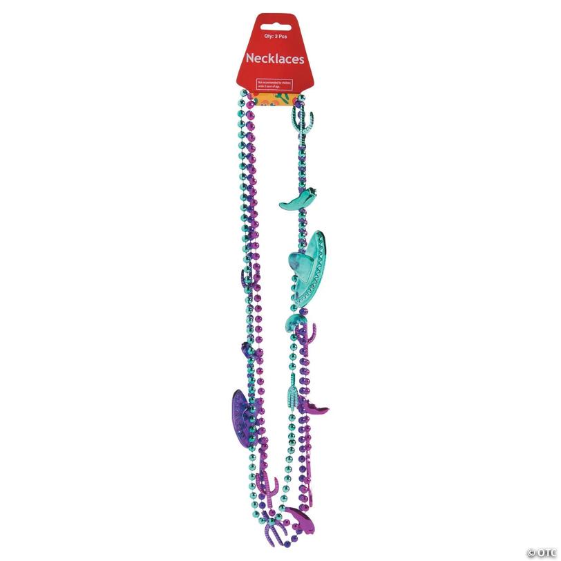 30" Fiesta-Themed Plastic Beaded Necklaces - 12 Pc.