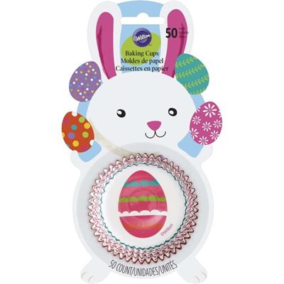 Wilton cupcake liners are perfect for your Easter Cupcakes. It has a pastel dot design on the sides and Easter Eggs on the bottom. 50 Pieces