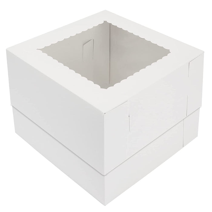 10 x 10 x 8" White Bakery Boxes with Window Pastry Boxes for Cakes, Cookies and Desserts
