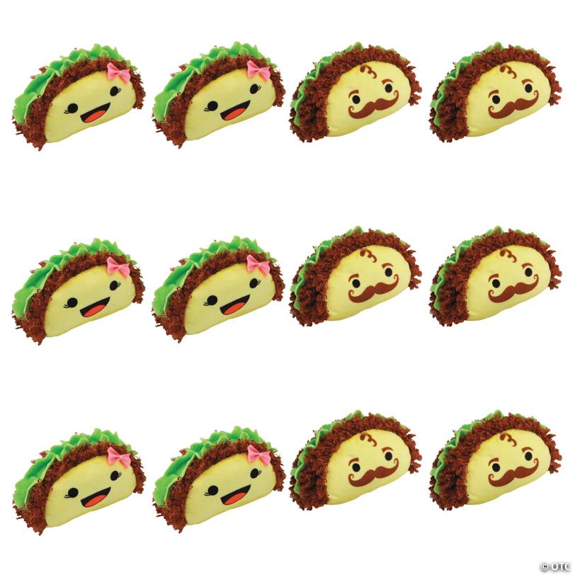 5" Smiling Face Stuffed Beef Taco Characters Plush Toys - 12 Pc.