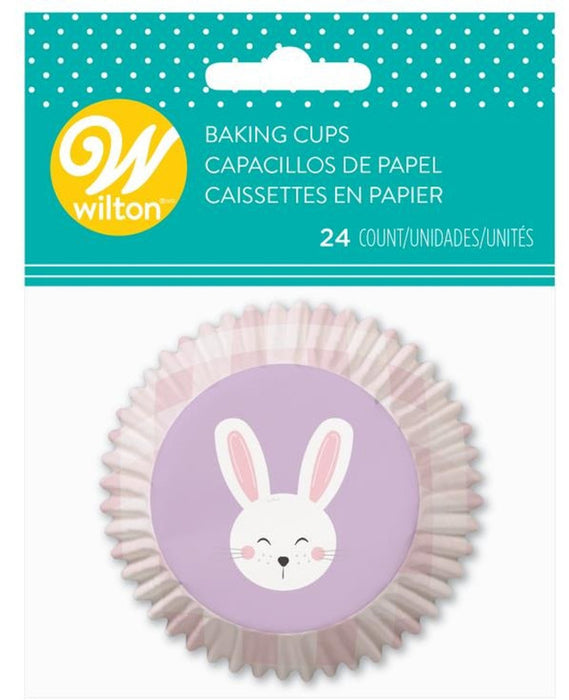 Cupcake/Treat Baking Cups
Standard Size
24 ct
Pink plaid sides with white bunny face on purple background
Easter Bunny Theme!