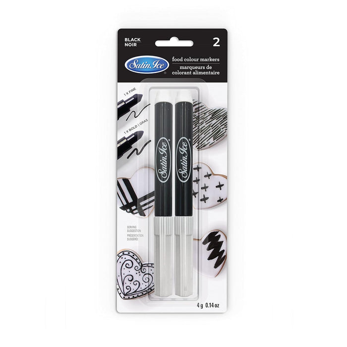 Satin Ice Black Food Color Markers, 2ct. Bold and Fine