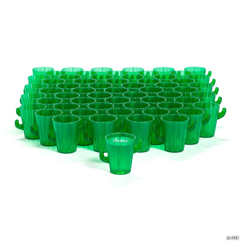 Bulk 60 Ct. Green Cactus Plastic Shot Glasses