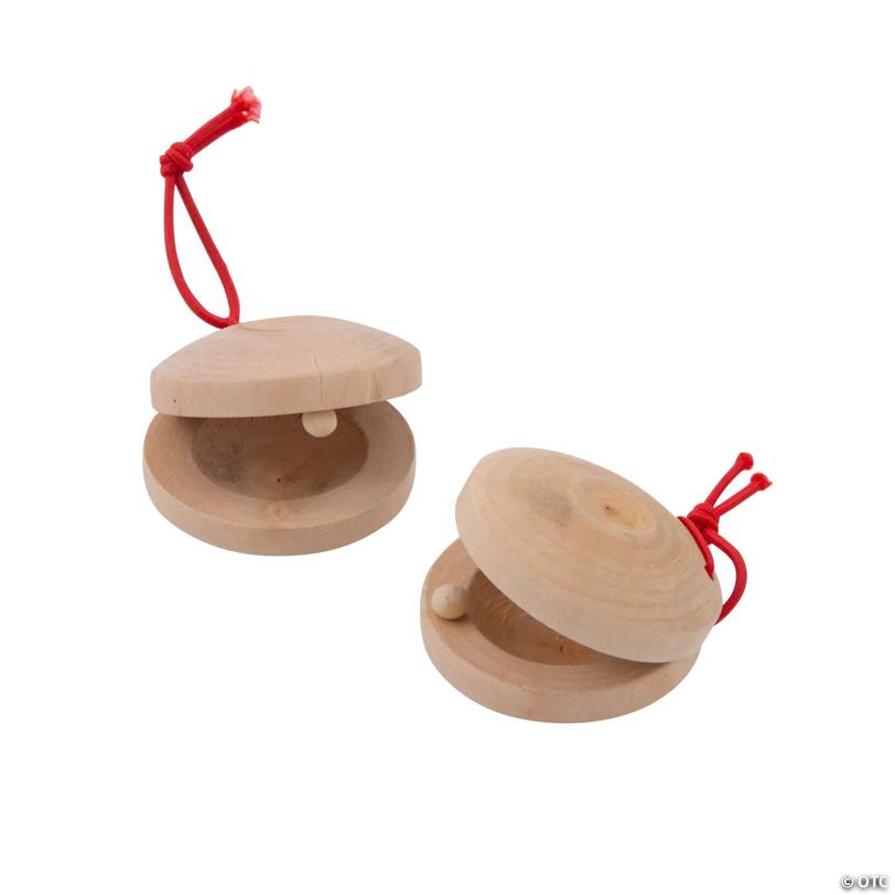 DIY Unfinished Wood Castanets - 6 Pc.