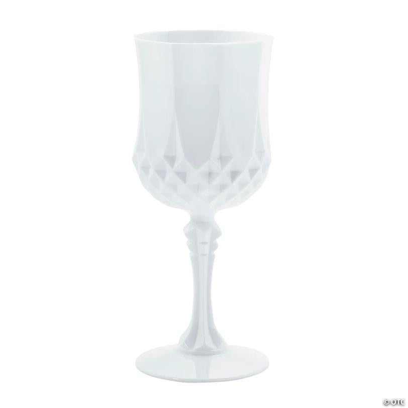 White Patterned Plastic Wine Glasses - 12 Ct.
