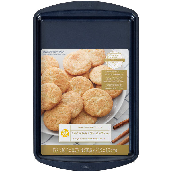 Wilton Diamond-Infused Non-Stick Navy Blue Medium Baking Sheet, 15.2 x 10.2-inch