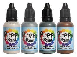 Poppy Paint 4Pc Pearl Color Set Kit - Each bottle 30 ml (1 fl oz)