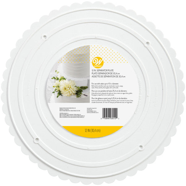 Wilton White Scalloped Edge Separator Plate, 12-Inch
