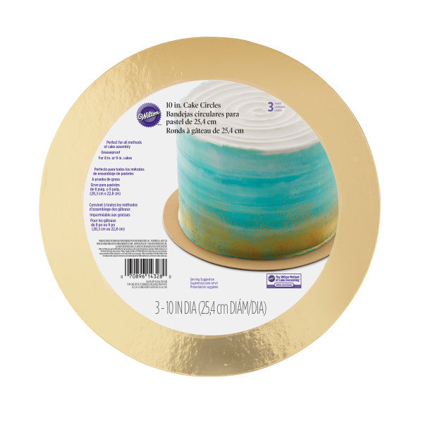 Wilton 10 inch Round Gold Cake Boards - pack of 3