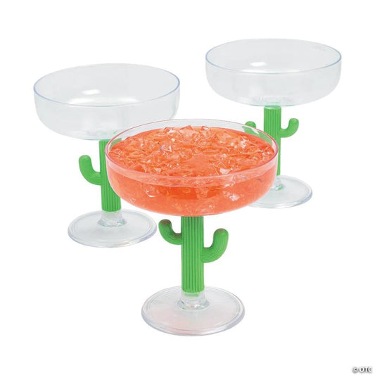 12 oz. Cactus Reusable Plastic Margarita Glasses - 12 Ct.