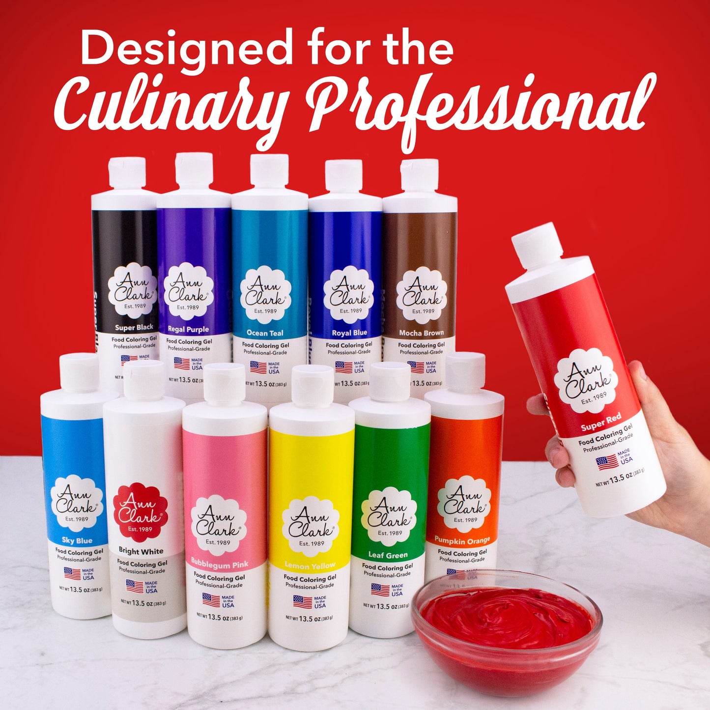 Professional Grade Food Coloring Extra Large 13.5 oz Bottles 12-Color Set