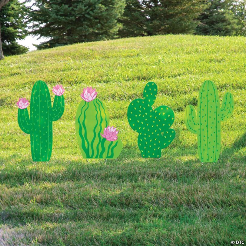 16" - 27" Cactus Yard Signs - 4 Pc.