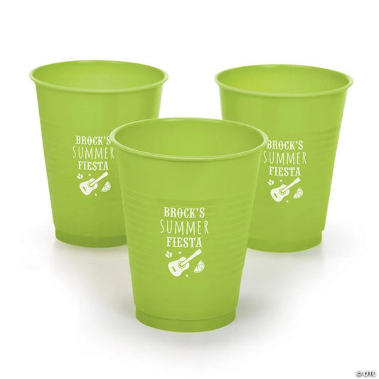 16 oz. Lime Green Personalized Fiesta Guitar Disposable Plastic Cups - 40 Ct.