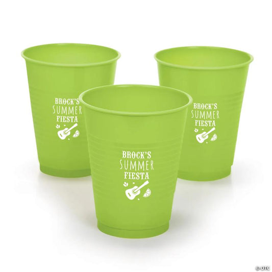 16 oz. Personalized Fiesta Solid Color Disposable Plastic Cups - 40 Ct.