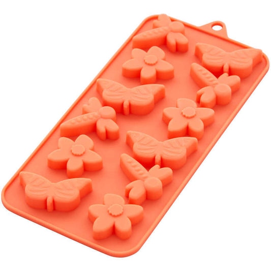 Wilton Dragonfly, Butterfly and Flower Silicone Candy Mold, 12-Cavity