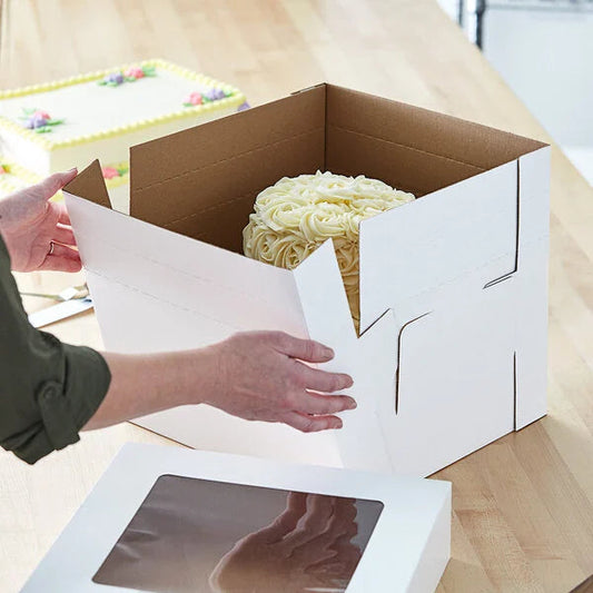 12 x 12 x 12" White Bakery Boxes with Window Pastry Boxes for Tall and Heavy Cakes