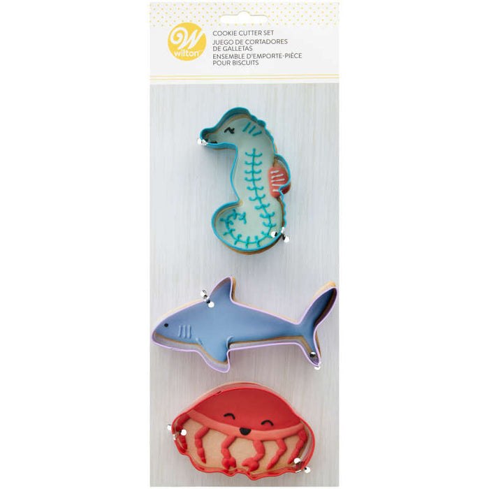 Wilton Metal Under the Sea Cookie Cutter Set, 3-Piece (Seahorse, Jellyfish, Shark)
