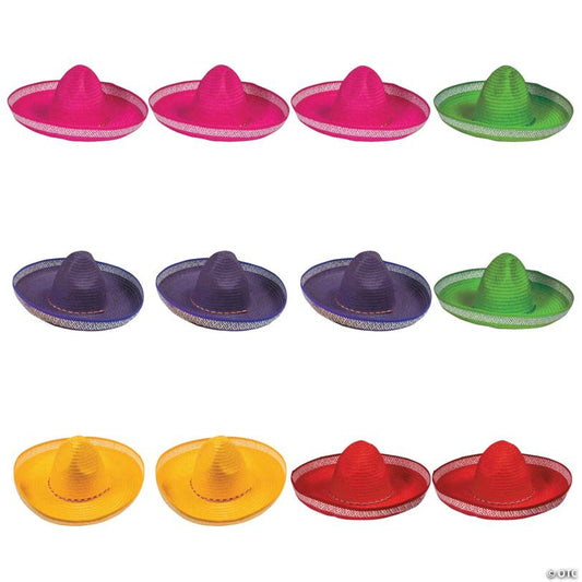 23" Adults Solid Color Straw Sombreros with Chin Cord - 12 Pc.