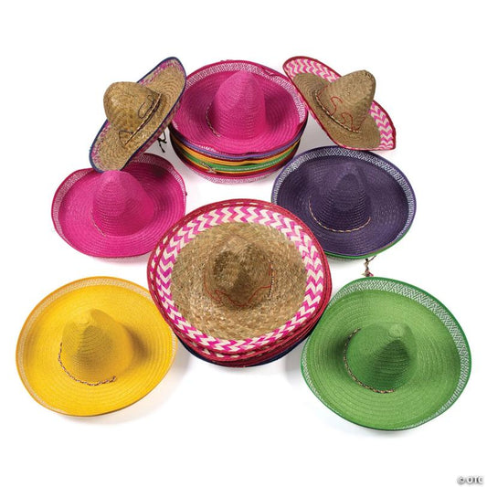 23" - 24" Circ. Bulk 72 Pc. Assorted Colors & Stripes  Sombreros