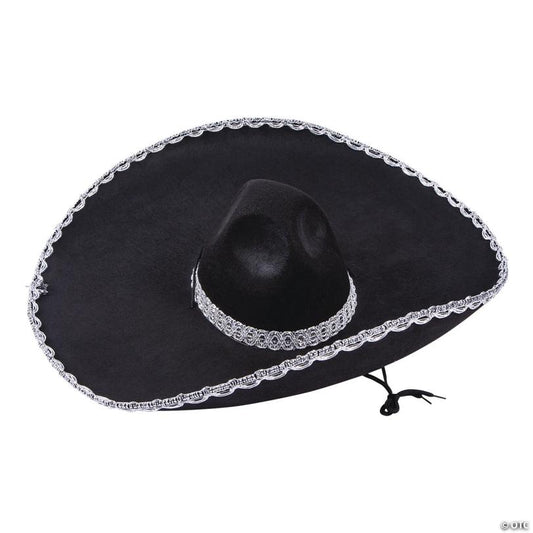 24" circ. Adult Black Felt Mariachi Sombreros – 6 Pc.