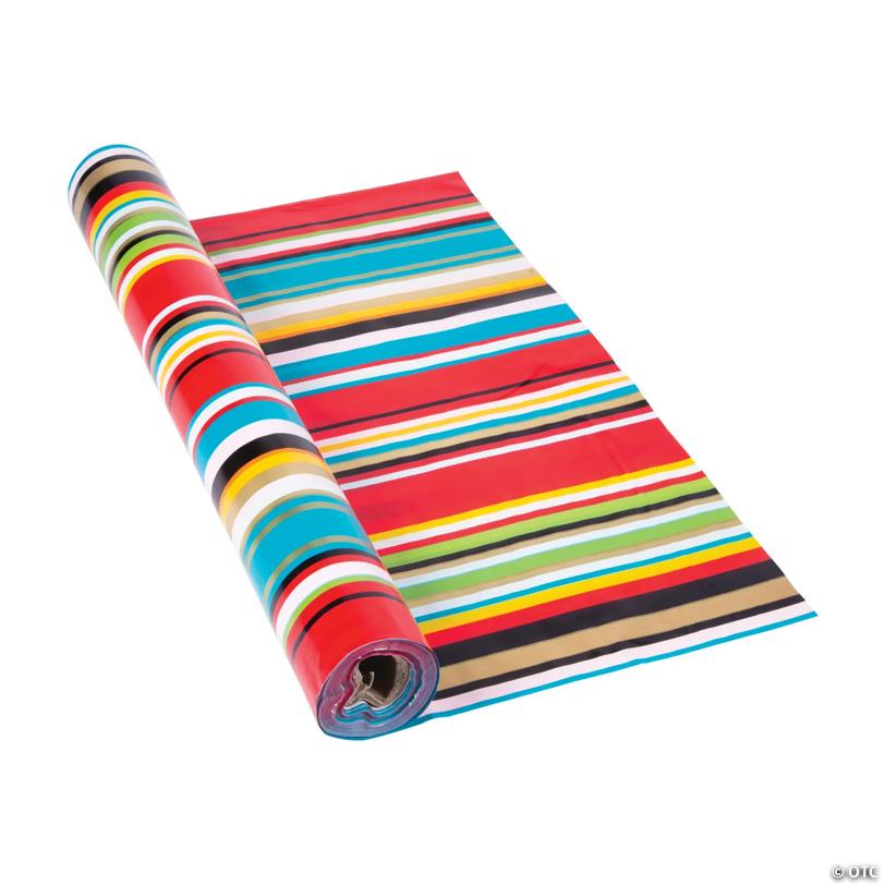 40" x 100 Ft. Fiesta Bright Stripes Sarape Plastic Tablecloth Roll