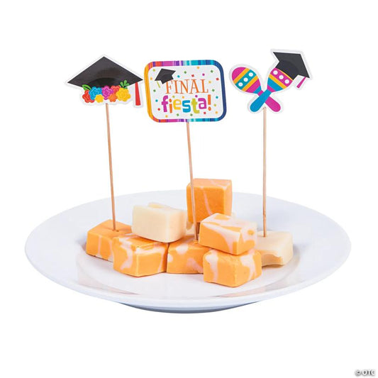 4 3/4" Fiesta Graduation Multicolor Wood Food Picks - 25 Pc.