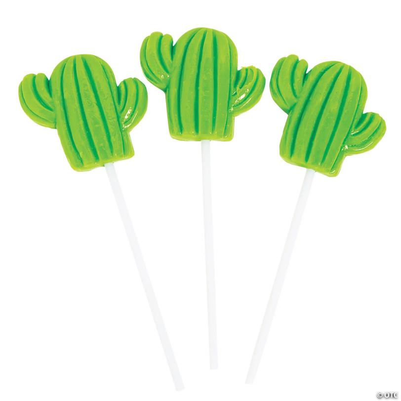 4 oz. Bright Green Cactus Green Apple-Flavored Lollipops - 12 Pc.