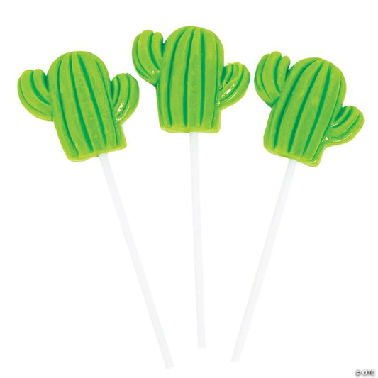 4 oz. Bright Green Cactus Green Apple-Flavored Lollipops - 12 Pc.