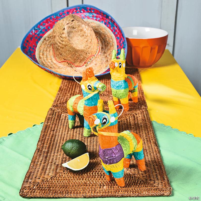 4" x 7" Mini Bright Color Donkey Piñata Decorations Set - 3 Pc.