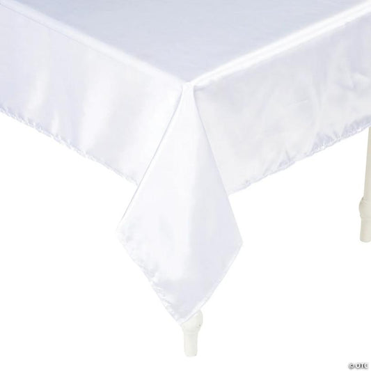 54" x 126" White Rectangle Polyester Tablecloth