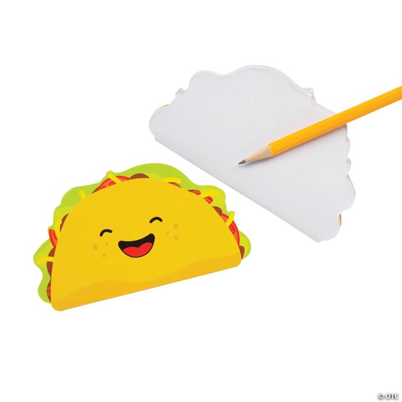 5 1/4" x 3" 25 pg. Taco-Shaped Multicolor Paper Notepads - 24 Pc.