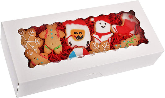 12.5" x 5.5" x 2.5" White Bakery Boxes with Window Pastry Boxes for Strawberries, Cookies and Desserts