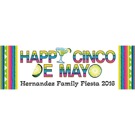 72" x 23" Happy Cinco de Mayo Party Custom Banner - Medium