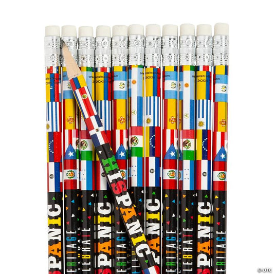 7 1/2" Hispanic Heritage Month Multicolor Wood Pencils - 24 Pc.