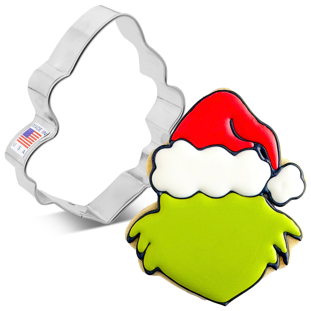 Christmas Grump with Santa Hat Cookie Cutter, 3.5"