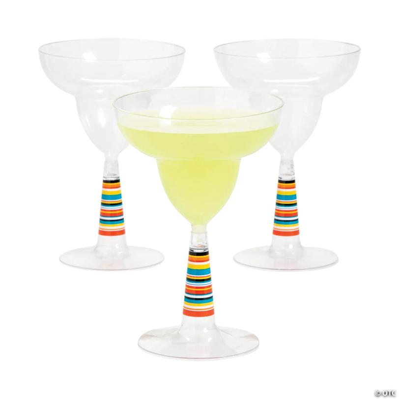 8 oz. Serape Disposable BPA-Free Plastic Margarita Glasses - 12 Ct.
