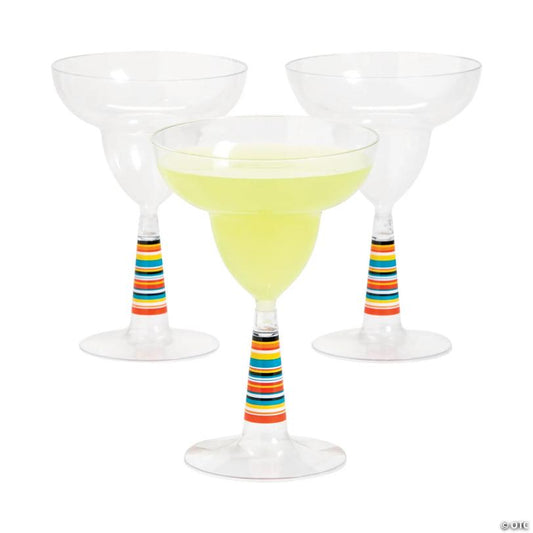 8 oz. Serape Disposable BPA-Free Plastic Margarita Glasses - 12 Ct.