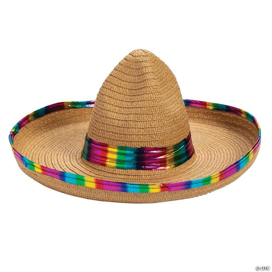 9" x 20" Foil Metallic Bright Rainbow Sombreros - 12 Pc.