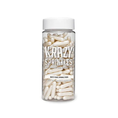 Krazy Sprinkles White Pearl Rods Sprinkles by Bakell