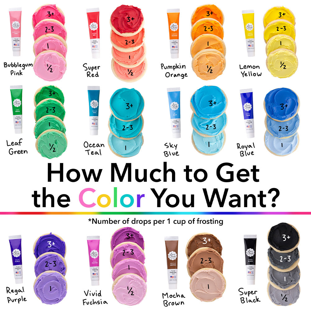 Professional Grade Food Coloring Extra Large 13.5 oz Bottles 12-Color Set
