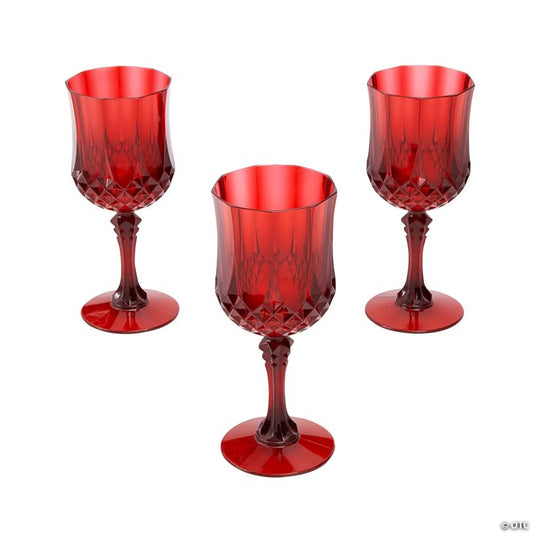 Red Patterned BPA-Free Plastic Wine Glasses - 12 Ct.