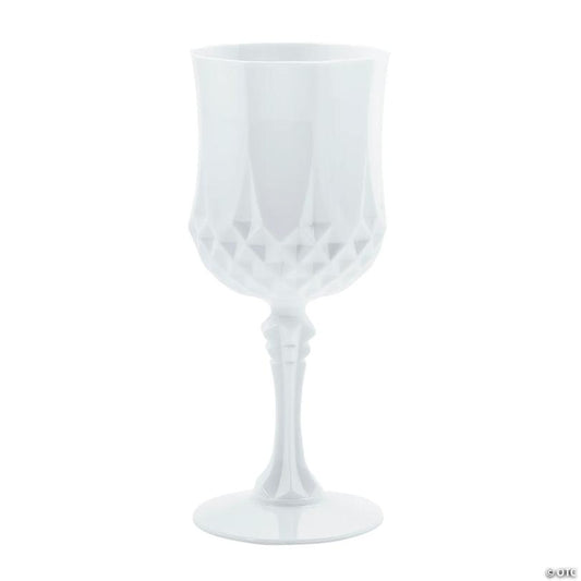 White Patterned Plastic Wine Glasses - 12 Ct.