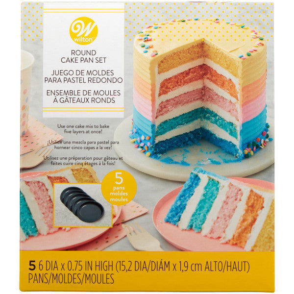 Wilton Easy Layers 5-Piece Layer Cake Pan Set, 6-Inch