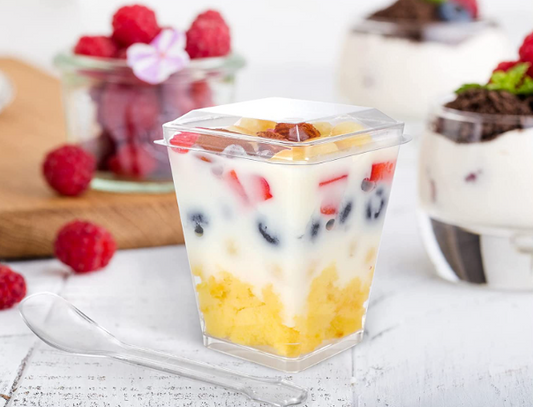 5 oz Plastic Dessert Cups with Lids Parfait Cups with Lids Appetizer Cups for Party Mini Dessert Cups with Spoons