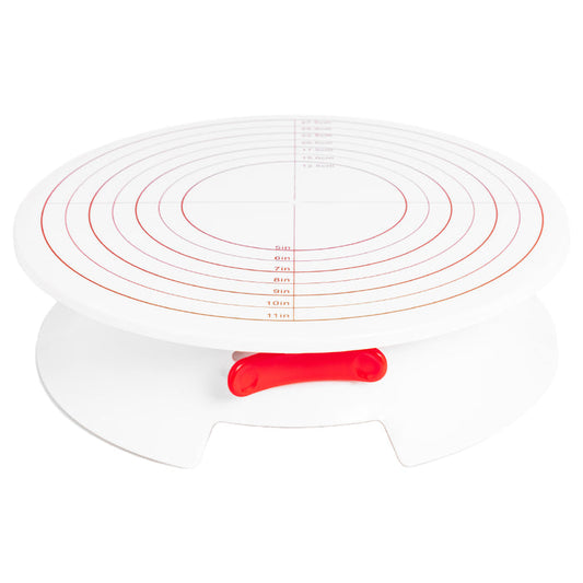 Fat Daddio's Turntable with Brake & Top Measuring Guide, 12" x 5" Cake Decorating