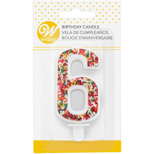 Wilton Sprinkle on the Birthday Fun Number 6 Birthday Candle
